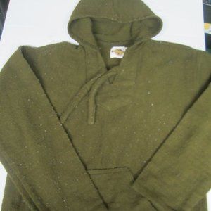 Earth Ragz Olive green polyester blend hippie woven jacket hoodie L
